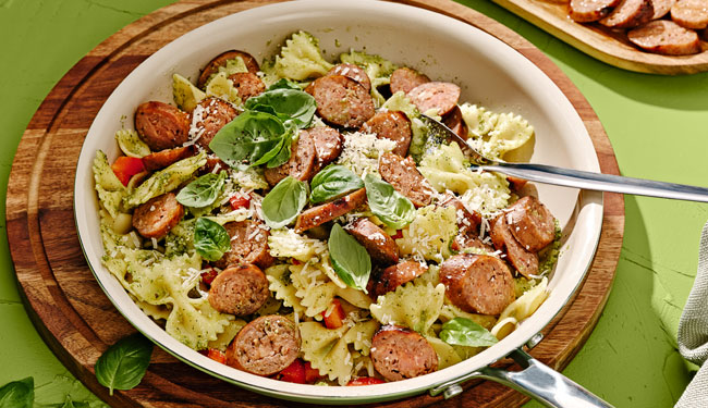 Grilled Sausage and Pesto Pasta Sausage
