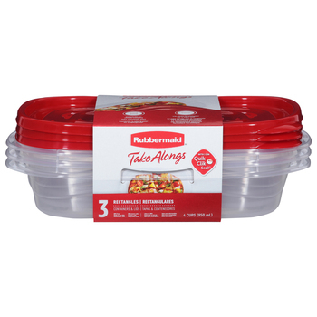 Rubbermaid Containers & Lids, Rectangles, 4 Cups 3 ea