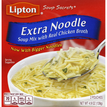 Lipton Soup Secrets Real Chicken Broth Dry Soup Mix, 4.9 oz, 2 Pack Pouch