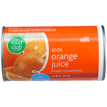 JUICE, 100% ORANGE FROM CONCENTRATE; PLASTIC CUP - Feesers