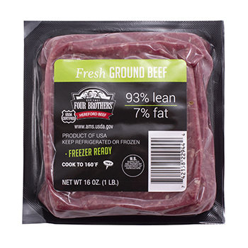 USDA Certified Four Brothers Hereford  93% Lean Ground Beef - 1 Lb