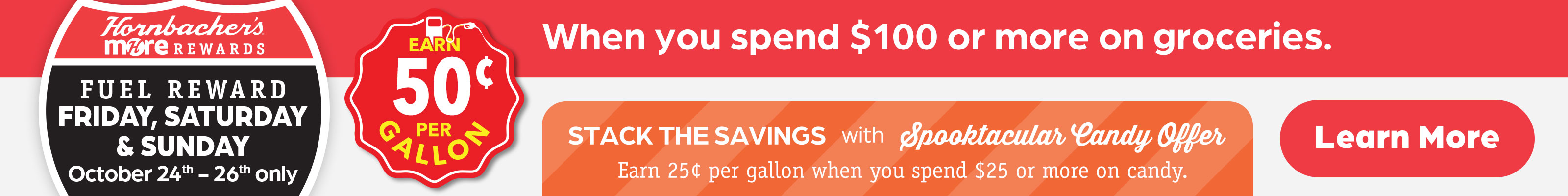 Earn 50¢ when you spend $100 or more on groceries