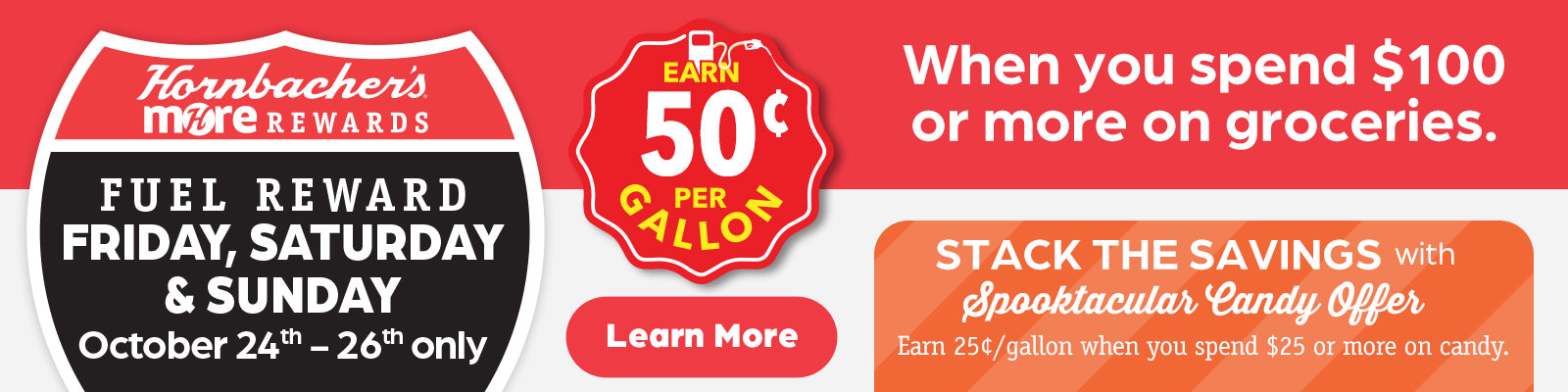 Earn 50¢ when you spend $100 or more on groceries
