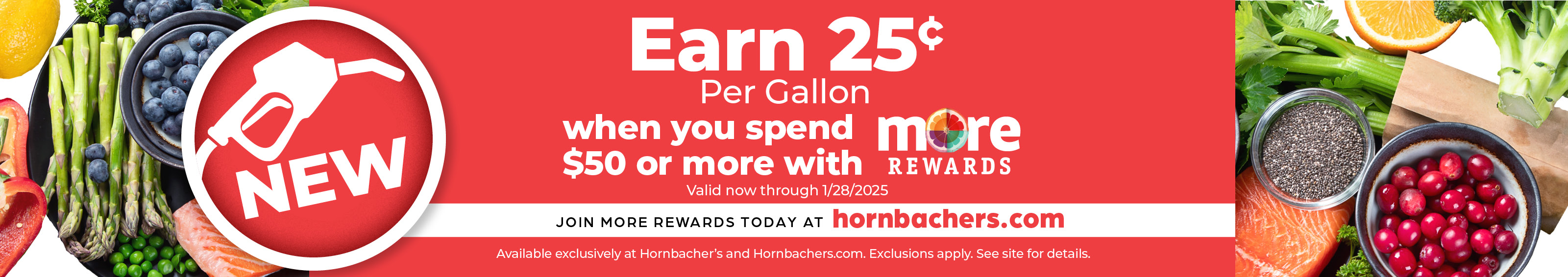 Earn 25c when you spend $50 or more!