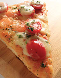 Greek Style Shrimp with Olive Oil, Oregano, Feta and Tomato Pizza
