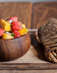 Grilled Mojito Lime Streak with Peach and Watermelon Salsa