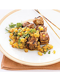 Chili-Rubbed Pork Kebabs with Pineapple Salsa