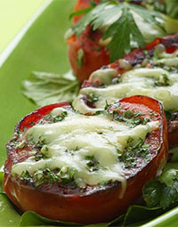 Skillet-Seared Tomatoes with Melted Gruyere