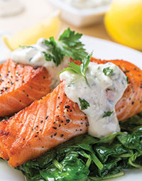 Skillet Salmon with Cream Cheese Sauce
