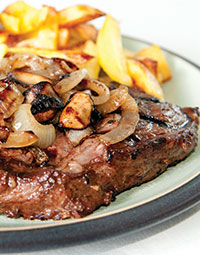 Steak & Mushroom with Grilled Balsamic Onions