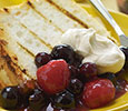 Grilled Angel Food Cake with Peppered Berries and Vanilla Cream