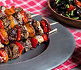 Montreal Steak Skewers With Tomato Olive Relish