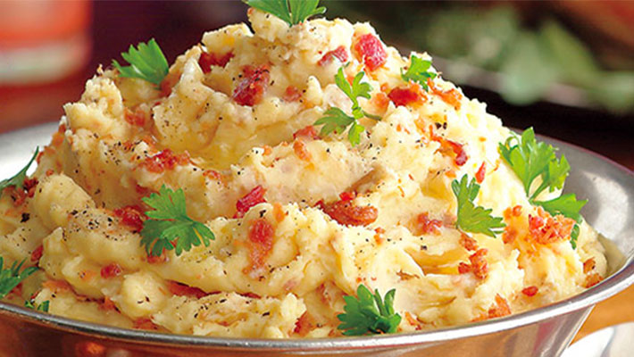 Mashed Potatoes with Bacon & Cheddar