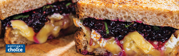 Smashed Blackberry, Basil & Camembert Grilled Cheese