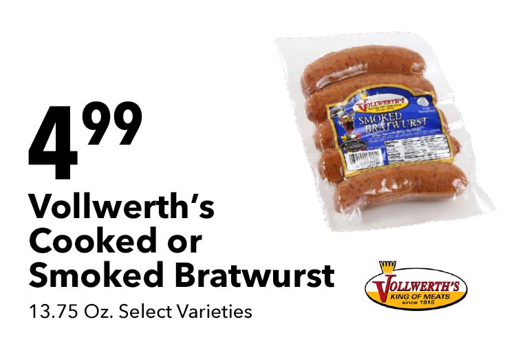 Vollwerth’s Cooked or Smoked Bratwurst