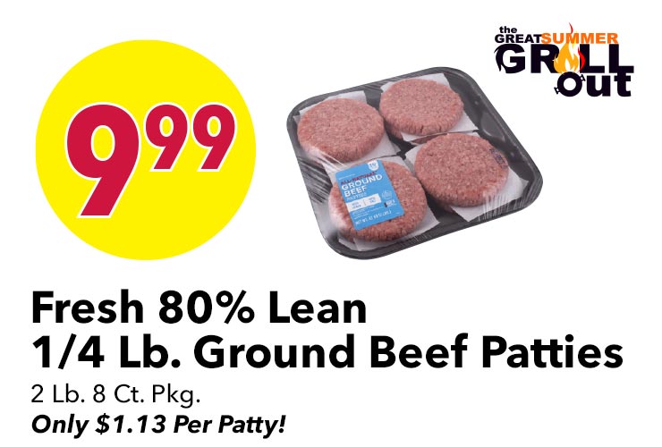 Fresh 80% Lean 1/4 Lb. Ground Beef Patties