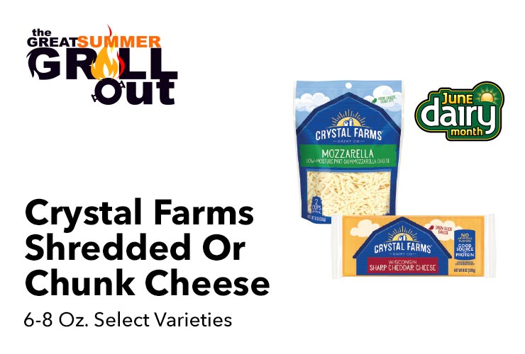 Crystal Farms Shredded Or Chunk Cheese