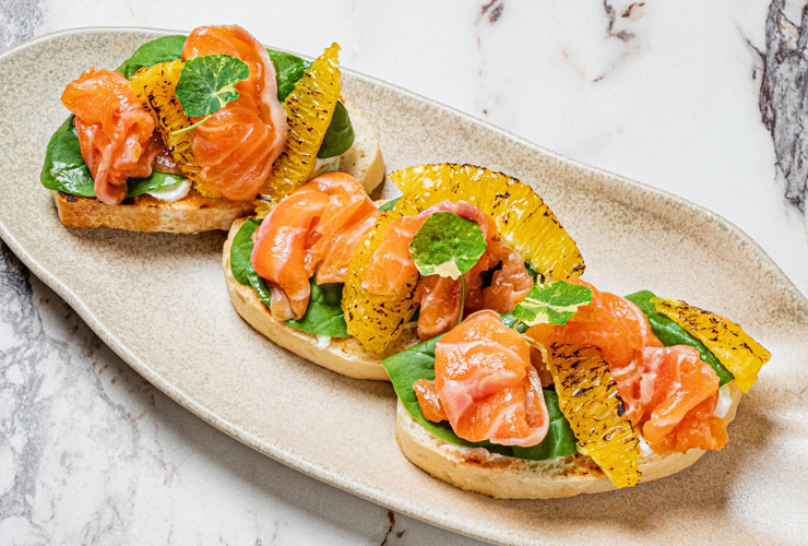 Hawaiian Teriyaki Salmon Bagel