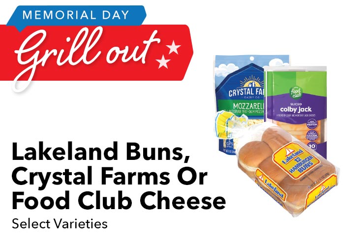 Lakeland Buns, Crystal Farms Or Food Club Cheese