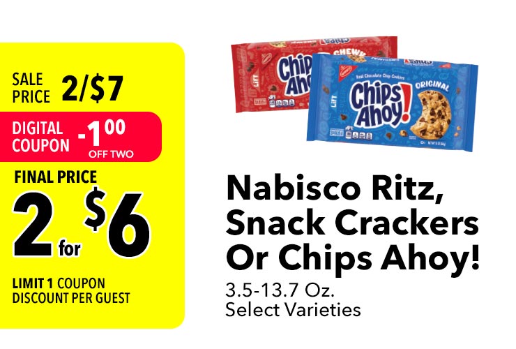 Nabisco Ritz, Snack Crackers Or Chips Ahoy!