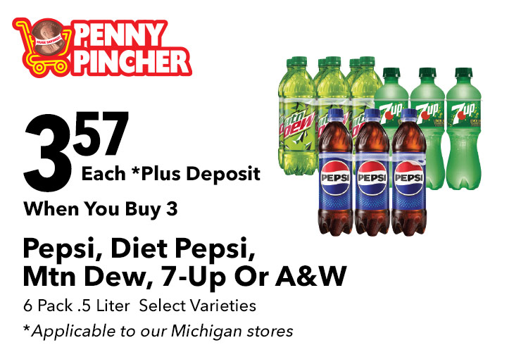 Pepsi, Diet Pepsi, Mtn Dew, 7-Up Or A&W