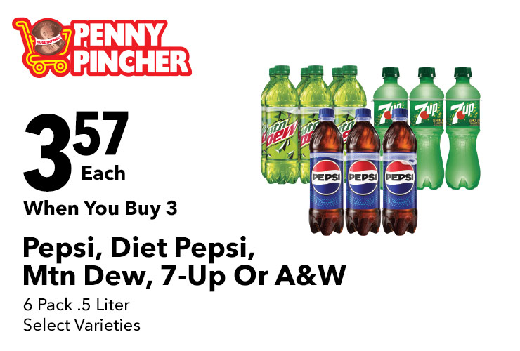 Pepsi, Diet Pepsi, Mtn Dew, 7-Up Or A&W
