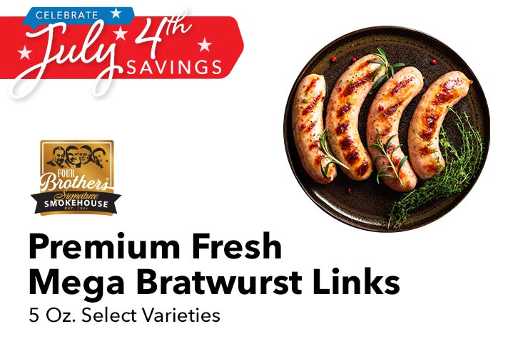 Four Brothers Signature Smokehouse Premium Fresh Mega Bratwurst Links