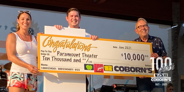 $10,000 donation to Paramount Center for the Arts