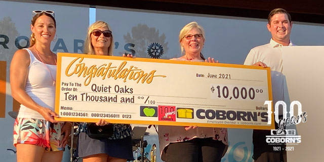 $10,000 donation to Quiet Oaks Hospice House