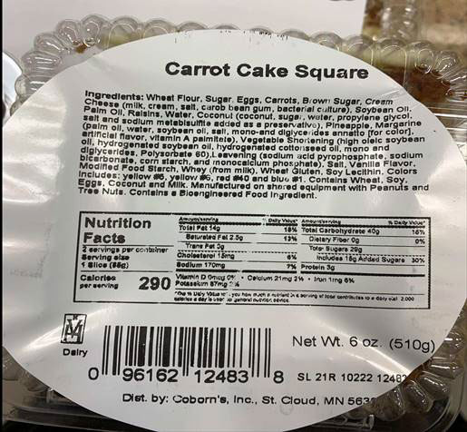 Carrot Cake Squares Recall