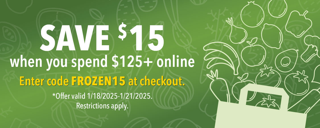 Save $15 when you spend $125+ online