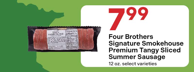 Four Brothers Signature Smokehouse Premium Tangy Sliced Summer Sausage