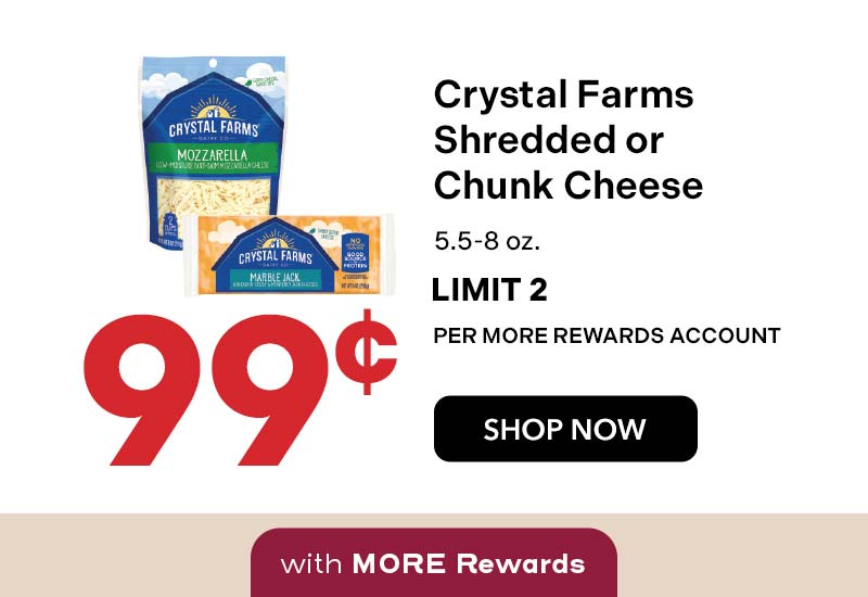 Crystal Farms Shredded or Chunk Cheese
