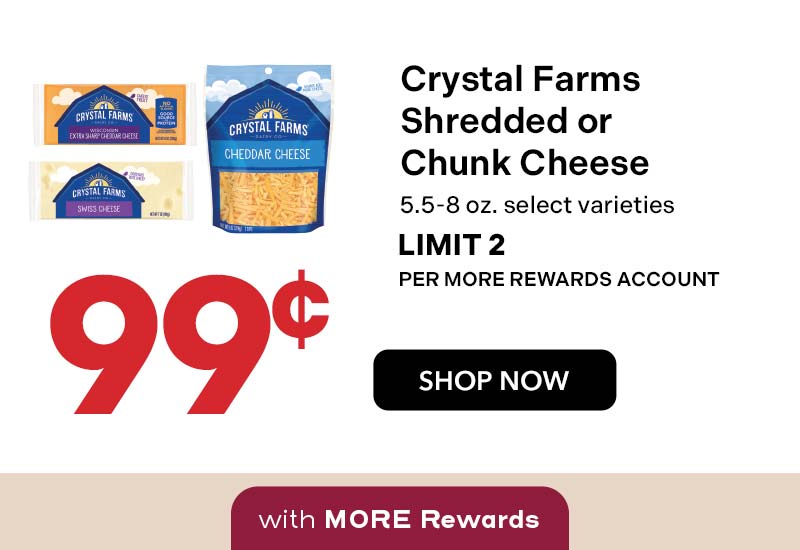 Crystal Farms Shredded or Chunk Cheese