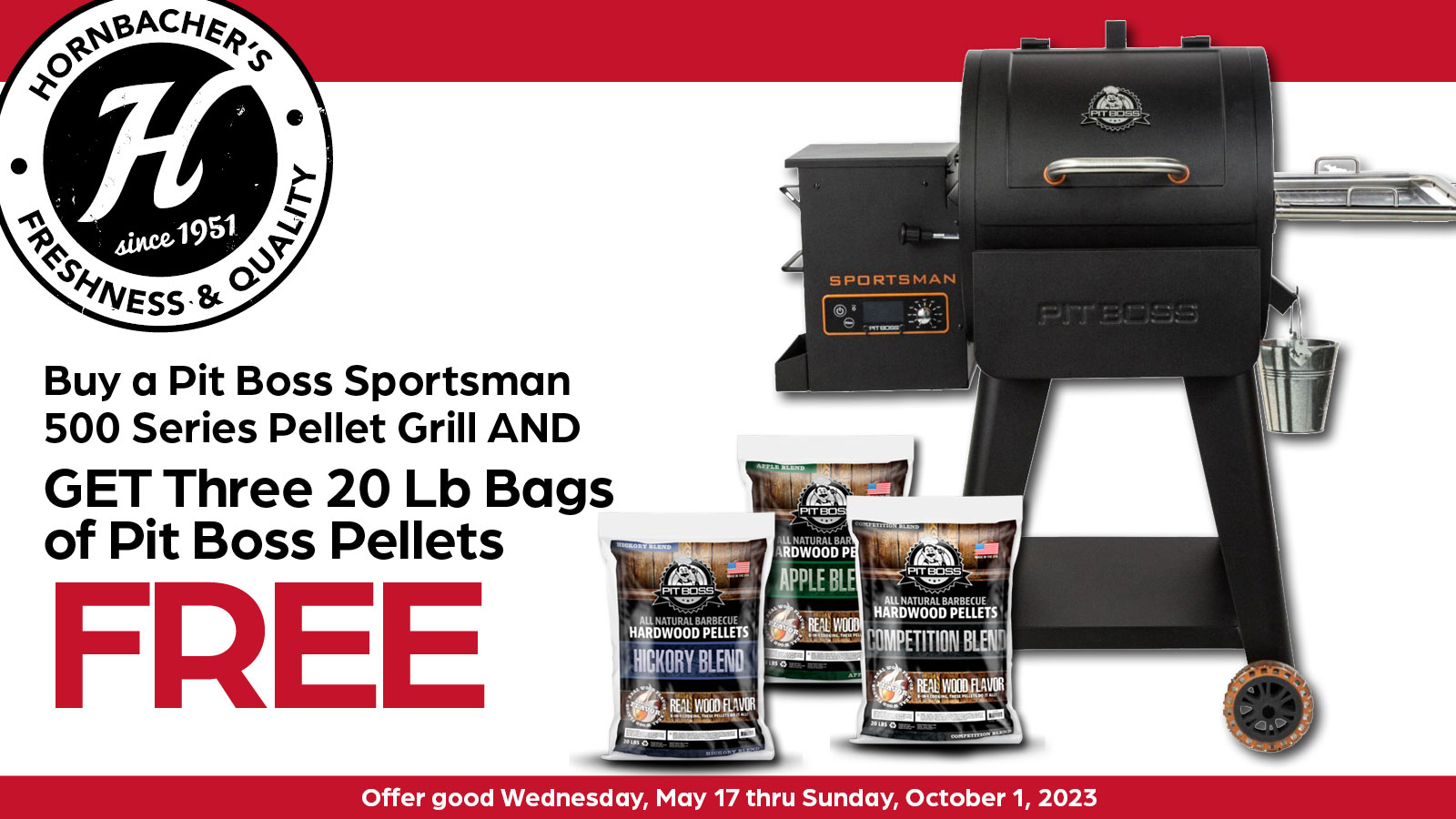 Buy a Pitt Boss Sportsman 500 Series Pellet Grill and Get 3 - 20 lb Bags of Pitt Boss Pellets Free