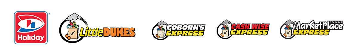 Redeem your fuel rewards at participating Holiday, Little Dukes, Coborn's Express, Cash Wise Express, or Marketplace Express stores